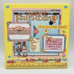 Friendship Picture Handmade Mary Engelbreit Art Gift Wall Decor 8"x8" Yellow.